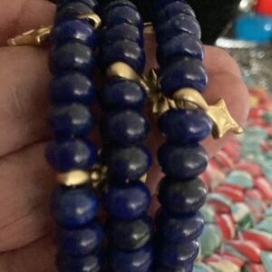 Gold and Blue Beaded Bracelet